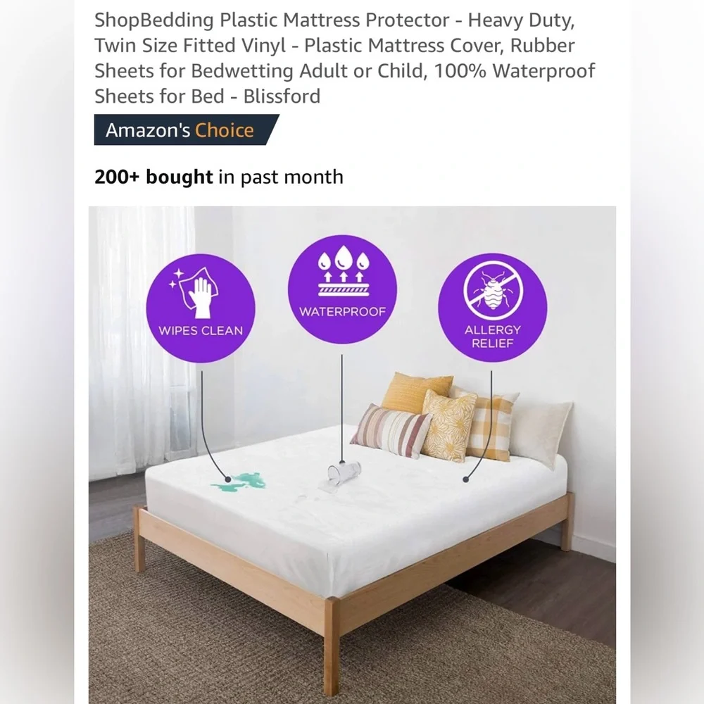 NWT Vinyl Twin Mattress Protector.  See measurements in photos. New unopened!!